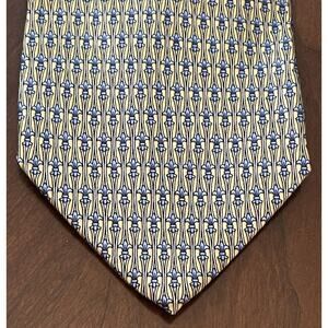 Beaufort Tie Rack Gold Blue 100% Silk Men’s Neck Tie Made In Italy